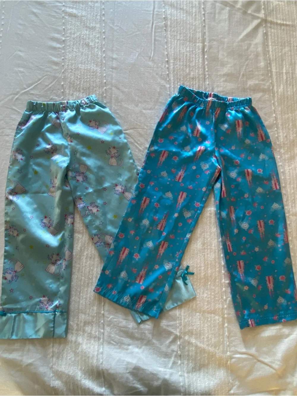 Girls' 6 Aqua Blue Kitty and Castle Silky Pajama Pants - 2-Pack